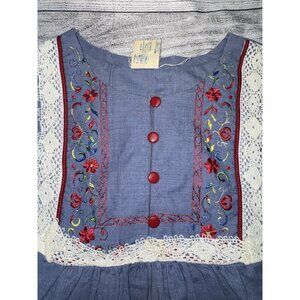 Vintage Jeri Morton Lingerie Women’s Large Chambray Embroidered Nightgown